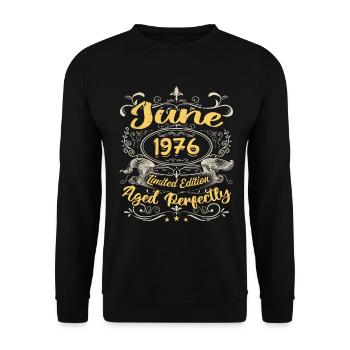 Juin 1976 | Vintage Cadeau 1976 - Sweat-shirt Unisexe - noir - Devant - Alina (178cm) & Michal (187cm)