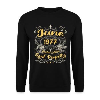 Juin 1977 | Vintage Cadeau 1977 - Sweat-shirt Unisexe - noir - Devant - Alina (178cm) & Michal (187cm)