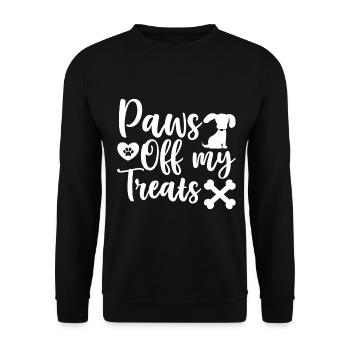 Pfoten weg von meinen Leckerlis - Pfote und gekreu - Unisex Pullover - Schwarz - Vorne - Alina (178cm) & Michal (187cm)