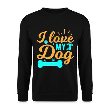Ich liebe meinen Hund - Knochen - Pfoten - Sterne - Unisex Pullover - Schwarz - Vorne - Alina (178cm) & Michal (187cm)
