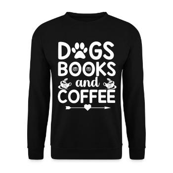 Hundebücher und Kaffee - Herz und Pfeil - Unisex Pullover - Schwarz - Vorne - Alina (178cm) & Michal (187cm)