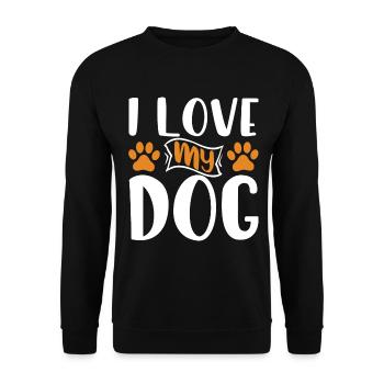 Ich liebe meinen Hund - Pfoten - Unisex Pullover - Schwarz - Vorne - Alina (178cm) & Michal (187cm)