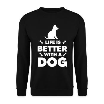 Life is better with a dog - Dog and Bone - Unisex Sweatshirt - black - Front - Alina (178cm) & Michal (187cm)