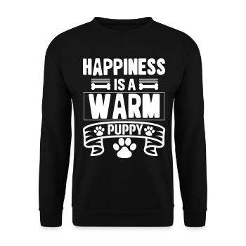 Happiness is a warm puppy - Unisex Sweatshirt - black - Front - Alina (178cm) & Michal (187cm)