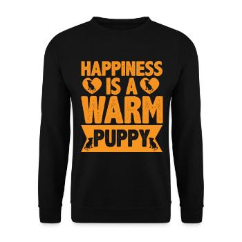 Glück ist ein warmes Hündchen - Heart and Dogs - Unisex Pullover - Schwarz - Vorne - Alina (178cm) & Michal (187cm)