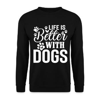 Das Leben ist besser mit Hunden (2) - Unisex Pullover - Schwarz - Vorne - Alina (178cm) & Michal (187cm)