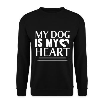 Mein Hund ist mein Herz - Hund und Herz - Unisex Pullover - Schwarz - Vorne - Alina (178cm) & Michal (187cm)