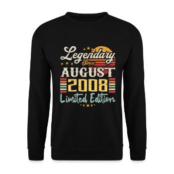 The legends were born in August 2008 anniversary - Unisex Sweatshirt - black - Front - Alina (178cm) & Michal (187cm)