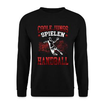 Coole Jungs spielen Handball Handballer - Unisex Pullover - Schwarz - Vorne - Alina (178cm) & Michal (187cm)