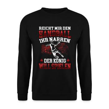 König will Handball spielen Handballer - Unisex Pullover - Schwarz - Vorne - Alina (178cm) & Michal (187cm)