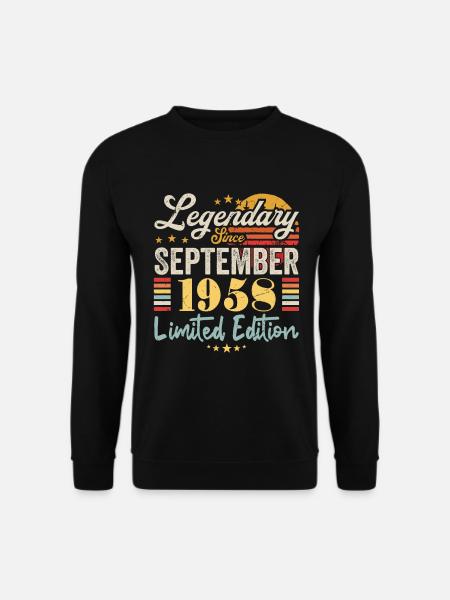 Bildunterschrift September 1958 Geburtstagsgeschenk 1958 - Unisex Pullover - Schwarz