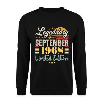 Légende Septembre 1968 Anniversaire Cadeau 1968 - Sweat-shirt Unisexe - noir - Devant - Alina (178cm) & Michal (187cm)