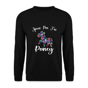 J'peux Pas J'ai Poney - Sweat-shirt Unisexe - noir - Devant - Alina (178cm) & Michal (187cm)