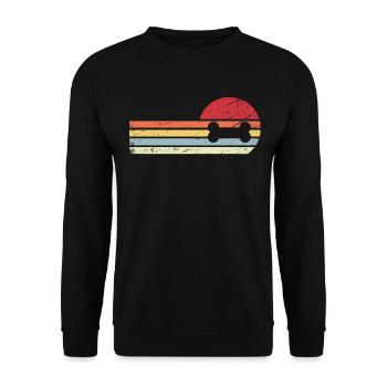 Sonne und Retro-Linien - Hundeknochen - - Unisex Pullover - Schwarz - Vorne - Alina (178cm) & Michal (187cm)