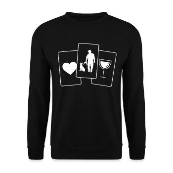 Heart - Wine - Man with dog - - Unisex Sweatshirt - black - Front - Alina (178cm) & Michal (187cm)