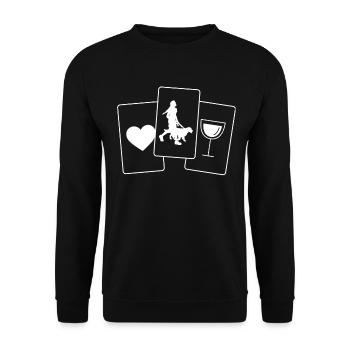 Coeur - Vin - Femme avec chien - - Sweat-shirt Unisexe - noir - Devant - Alina (178cm) & Michal (187cm)