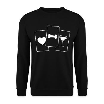 Herz - Wein - Hundeknochen - - Unisex Pullover - Schwarz - Vorne - Alina (178cm) & Michal (187cm)