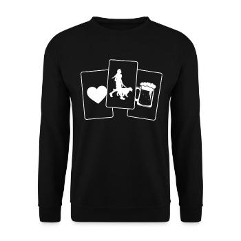 Heart - Beer - Woman with dog - - Unisex Sweatshirt - black - Front - Alina (178cm) & Michal (187cm)