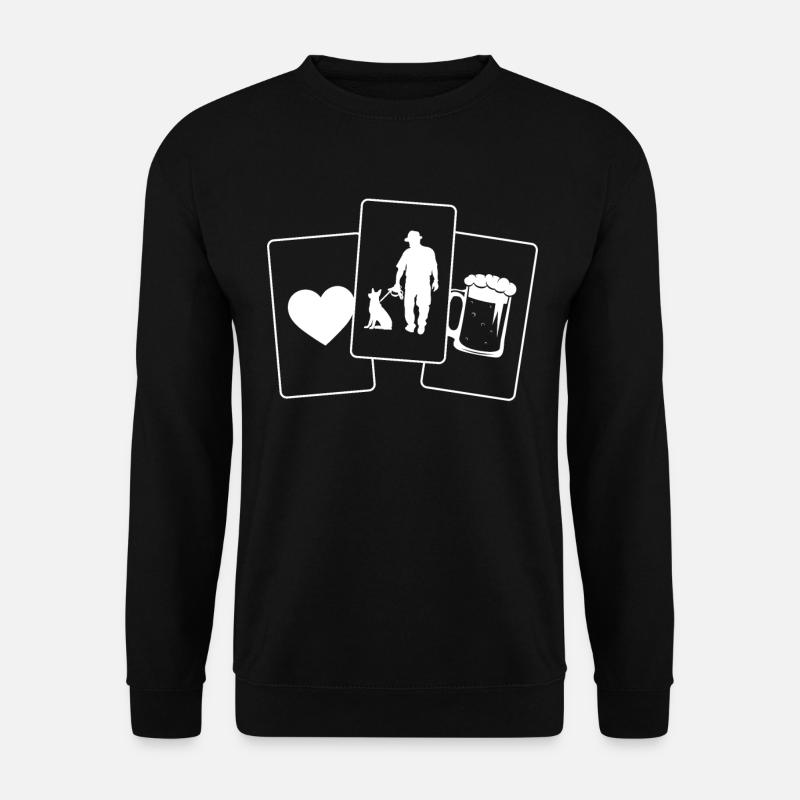 Herz - Bier - Mann mit Hund - - Unisex Pullover - Schwarz
