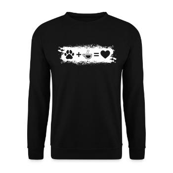 Grunge-Rechteck - Herz - Kaffee - Hundepfote - - Unisex Pullover - Schwarz - Vorne - Alina (178cm) & Michal (187cm)