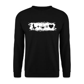Grunge Rectangle - Heart - Coffee - Woman with Dog - - Unisex Sweatshirt - black - Front - Alina (178cm) & Michal (187cm)