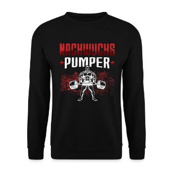 Nachwuchs Pumper Pumpen Fitnesstudio Fitness Gym - Unisex Pullover - Schwarz - Vorne - Alina (178cm) & Michal (187cm)