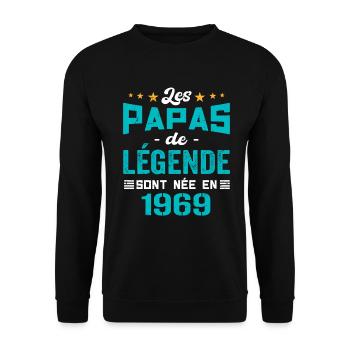 Les Papas De Légende Née En 1969 | Fête Des Pères - Sweat-shirt Unisexe - noir - Devant - Alina (178cm) & Michal (187cm)