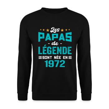 Les Papas De Légende Née En 1972 | Fête Des Pères - Sweat-shirt Unisexe - noir - Devant - Alina (178cm) & Michal (187cm)