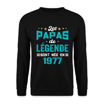 Les Papas De Légende Née En 1977 | Fête Des Pères - Sweat-shirt Unisexe - noir - Devant - Alina (178cm) & Michal (187cm)