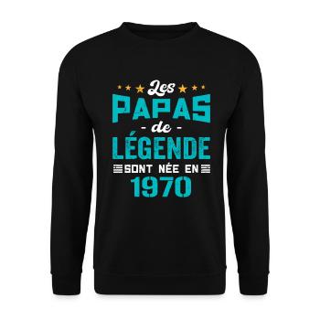 Les Papas De Légende Née En 1970 | Fête Des Pères - Sweat-shirt Unisexe - noir - Devant - Alina (178cm) & Michal (187cm)