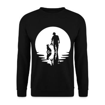 Circle and reflection - Man with dog - - Unisex Sweatshirt - black - Front - Alina (178cm) & Michal (187cm)