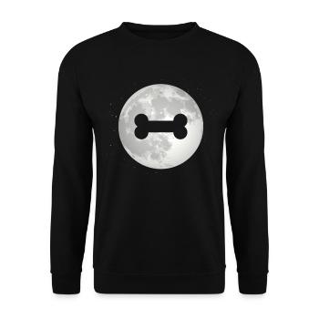 Vollmond - Hundeknochen - - Unisex Pullover - Schwarz - Vorne - Alina (178cm) & Michal (187cm)