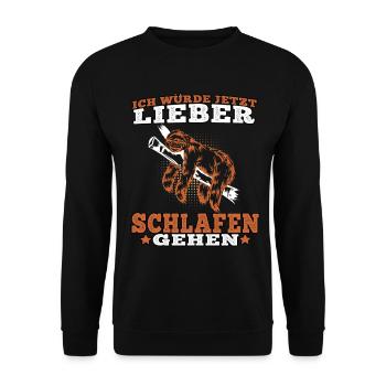 Faultier würde lieber schlafen gehen Faulenzer - Unisex Pullover - Schwarz - Vorne - Alina (178cm) & Michal (187cm)
