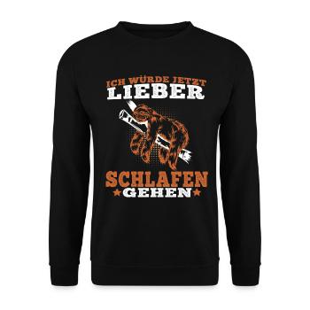 Faultier würde lieber schlafen gehen Faulenzer - Unisex Pullover - Schwarz - Vorne - Alina (178cm) & Michal (187cm)