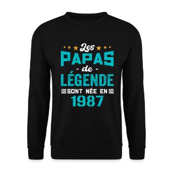Les Papas De Légende Née En 1987 | Fête Des Pères - Sweat-shirt Unisexe - noir - Devant - Alina (178cm) & Michal (187cm)