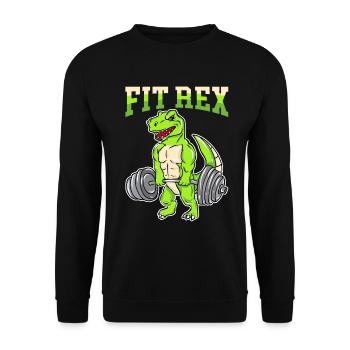 Fitnesstraining Pumpen Fitrex Dino beim Kreuzheben - Unisex Pullover - Schwarz - Vorne - Alina (178cm) & Michal (187cm)