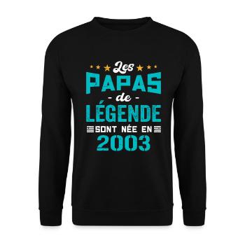 Les Papas De Légende Née En 2003 | Fête Des Pères - Sweat-shirt Unisexe - noir - Devant - Alina (178cm) & Michal (187cm)