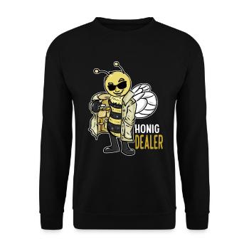 Honig Dealer Imker Honig Biene Imkerei Bienenzucht - Unisex Pullover - Schwarz - Vorne - Alina (178cm) & Michal (187cm)