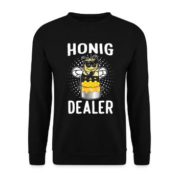 Honig Dealer Imker Honig Biene Imkerei Bienenzucht - Unisex Pullover - Schwarz - Vorne - Alina (178cm) & Michal (187cm)