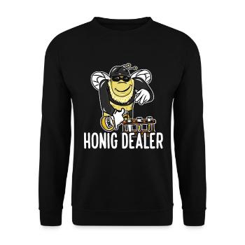 Honig Dealer Imker Honig Biene Imkerei Bienenzucht - Unisex Pullover - Schwarz - Vorne - Alina (178cm) & Michal (187cm)