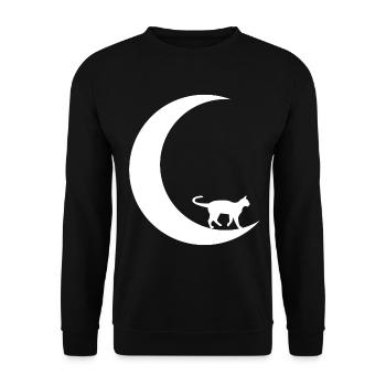 Croissant de Lune - Chat - - Sweat-shirt Unisexe - noir - Devant - Alina (178cm) & Michal (187cm)