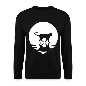 Circle and reflection - Cat - - Unisex Sweatshirt - black - Front - Alina (178cm) & Michal (187cm)