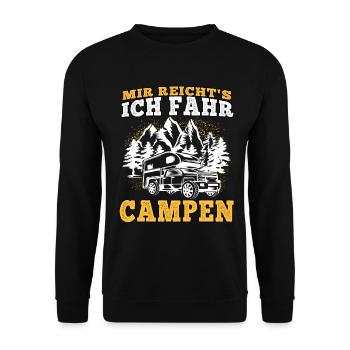 camping mir reichts fahr campen Wohnwagen Urlaub - Unisex Pullover - Schwarz - Vorne - Alina (178cm) & Michal (187cm)