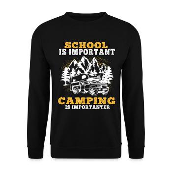 Le camping est plus important camping caravane vacances - Sweat-shirt Unisexe - noir - Devant - Alina (178cm) & Michal (187cm)