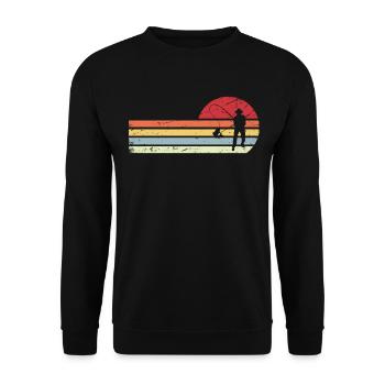 Soleil et lignes rétro - Pêche - - Sweat-shirt Unisexe - noir - Devant - Alina (178cm) & Michal (187cm)