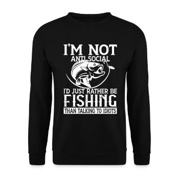 I'm not antisocial, I'd just rather fish - Unisex Sweatshirt - black - Front - Alina (178cm) & Michal (187cm)