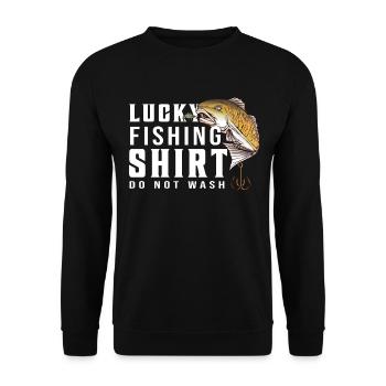 Ne lavez pas la chemise Lucky Fisher - (2) - Sweat-shirt Unisexe - noir - Devant - Alina (178cm) & Michal (187cm)