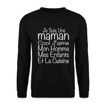 Maman Cool J'aime Mon Homme Et La Cuisine - Sweat-shirt Unisexe - noir - Devant - Alina (178cm) & Michal (187cm)