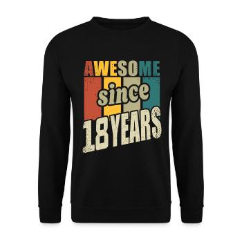 18 ans Génial depuis 18 ans 18ème anniversaire - Sweat-shirt Unisexe - noir - Devant - Alina (178cm) & Michal (187cm)