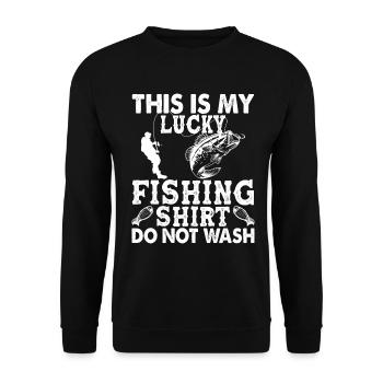Dies ist mein Glücksangelhemd Nicht waschen - (2) - Unisex Pullover - Schwarz - Vorne - Alina (178cm) & Michal (187cm)